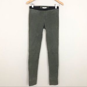Helmut Lang 2 Leggings Skinny Pants Lamb Leather Green Textured